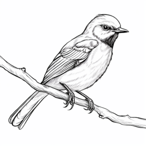 Realistic Mockingbird in Nature Coloring Sheets 4