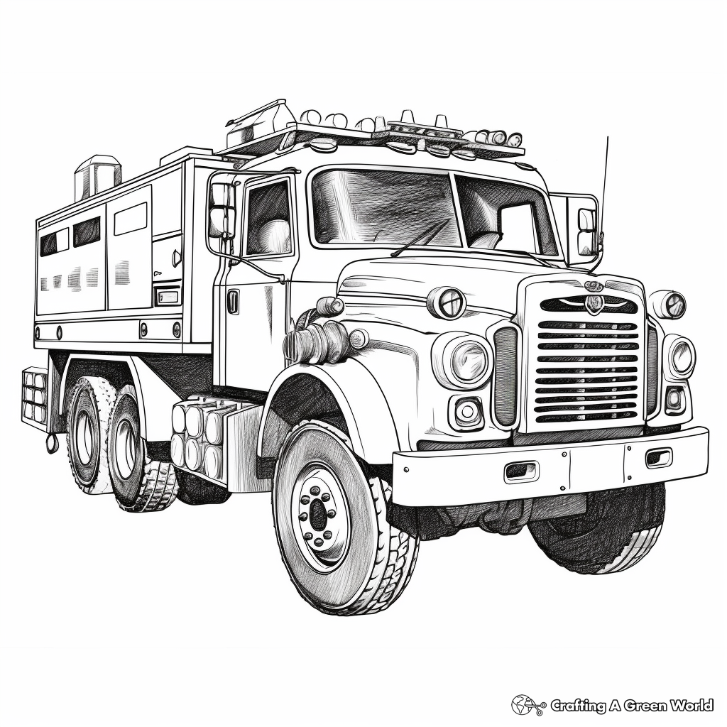 Realistic Modern Fire Truck Coloring Sheets 2
