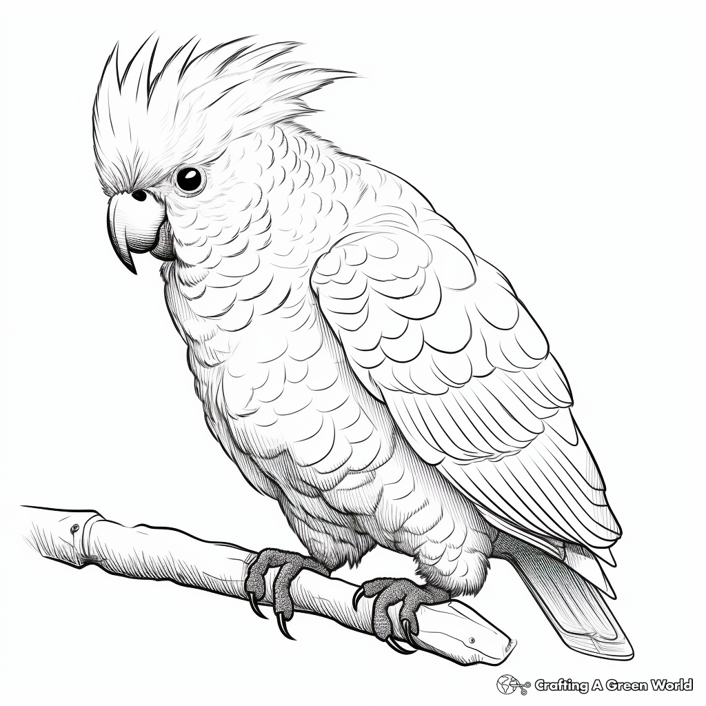 Realistic Moluccan Cockatoo Coloring Pages 1