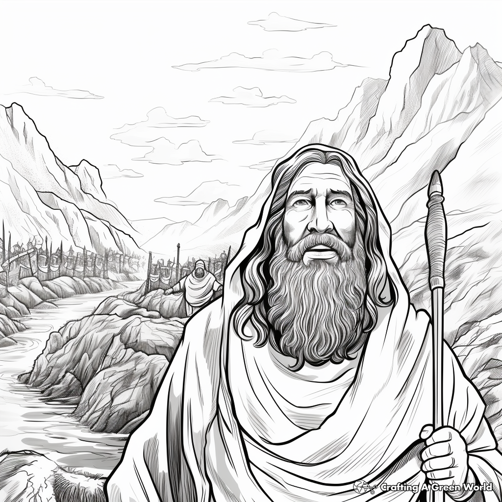 Realistic Moses Parting the Red Sea Coloring Pages 1