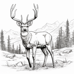 Realistic Mountain Mule Deer Coloring Pages 3