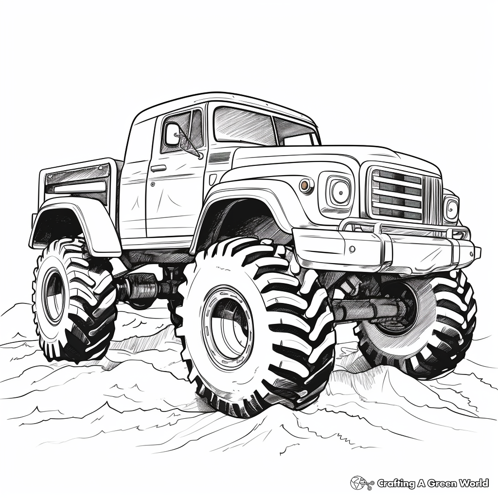 Realistic Mud Truck Coloring Pages for Adults 4