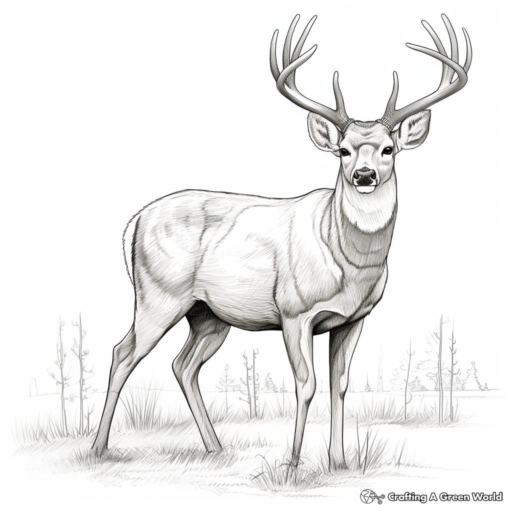 Realistic Mule Deer Buck Coloring Sheets 1