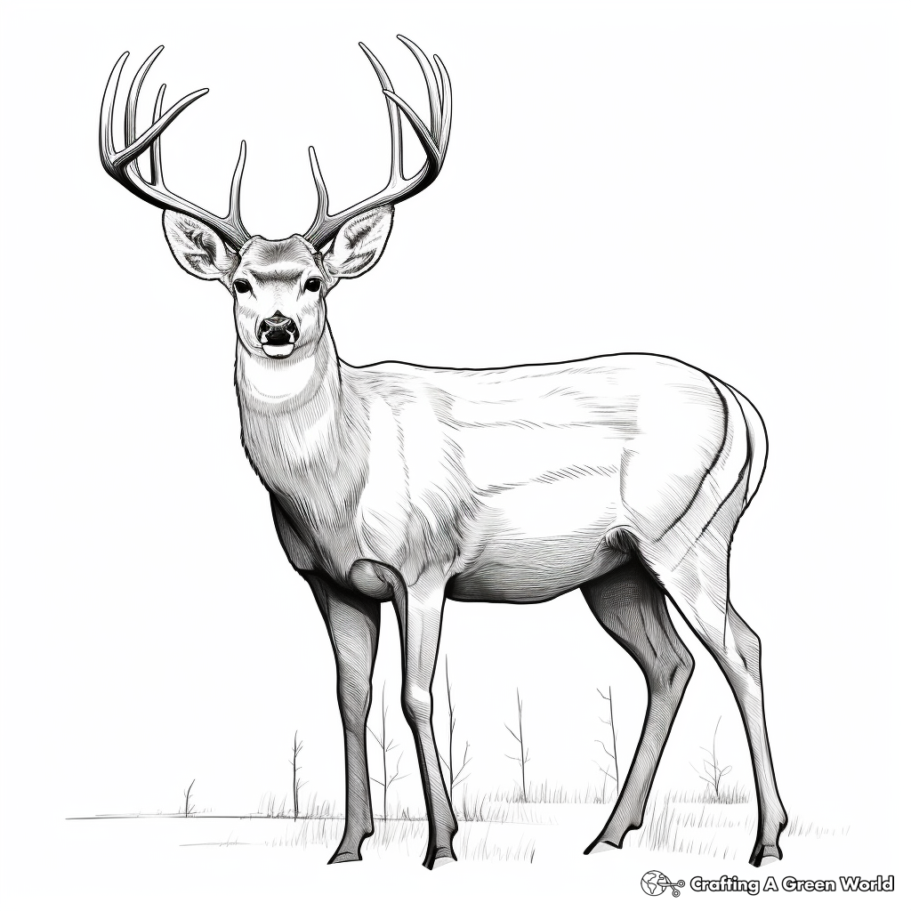 Realistic Mule Deer Buck Coloring Sheets 3
