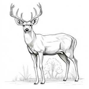 Realistic Mule Deer Buck Coloring Sheets 4