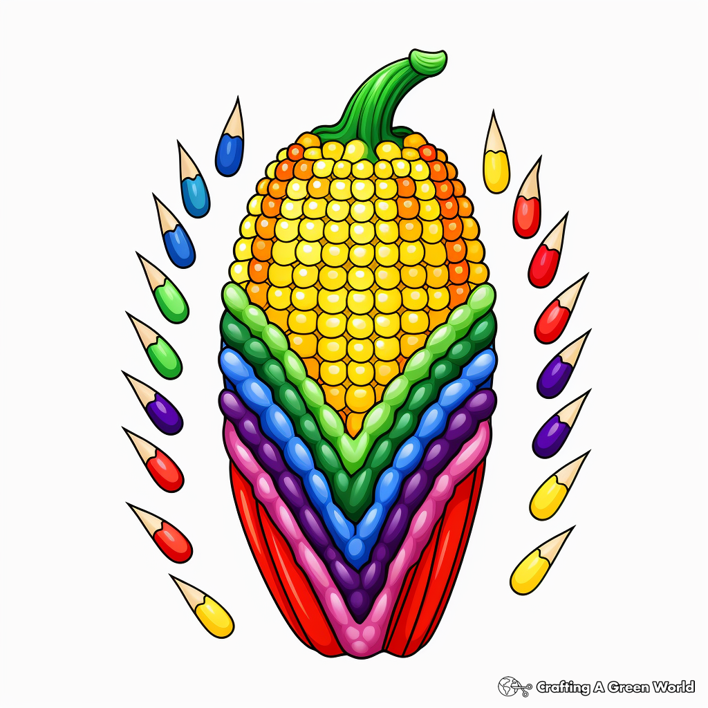 Realistic Multi-Colored Corn Coloring Sheets 2