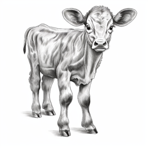 Realistic New Born Baby Cow Coloring Sheets 1