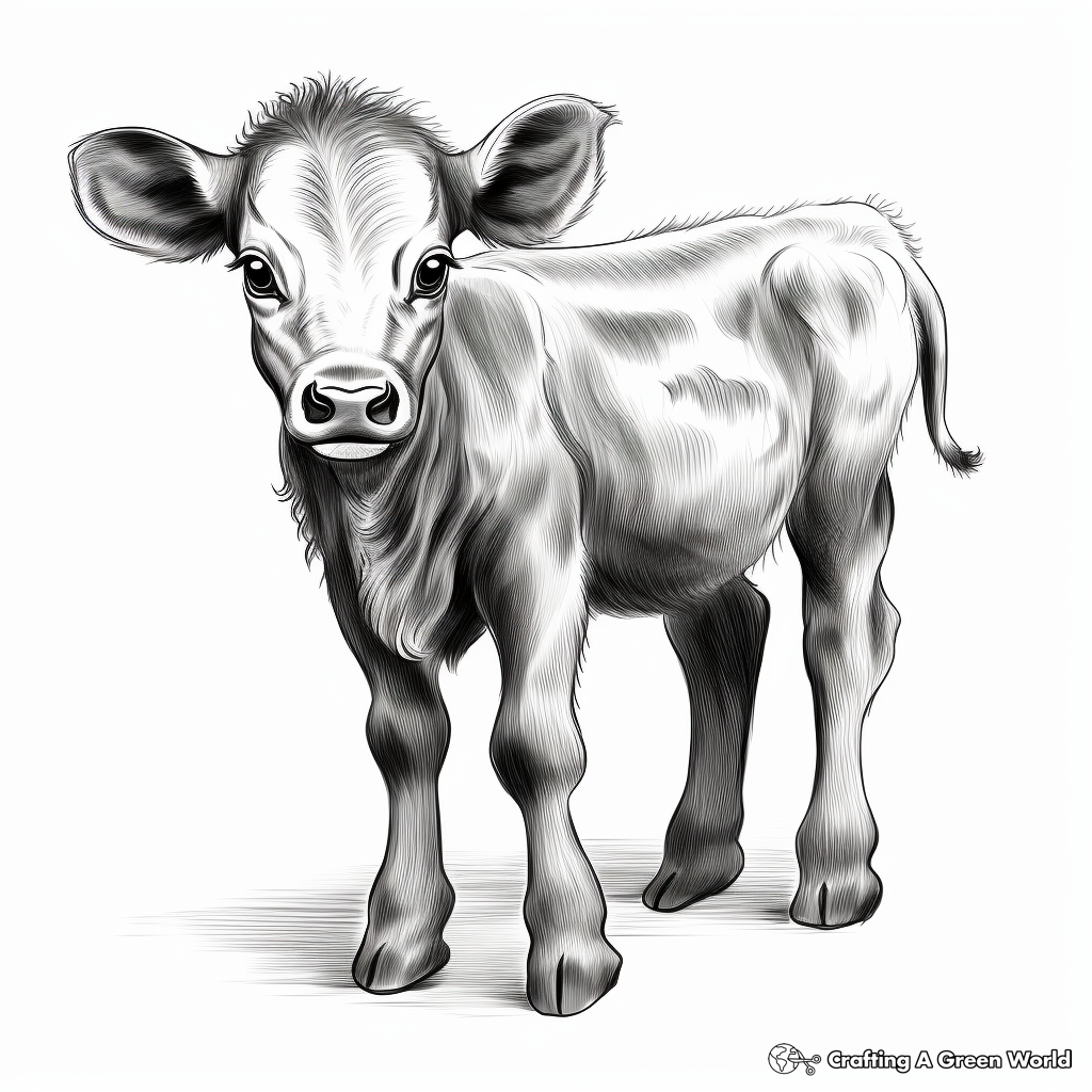 Realistic New Born Baby Cow Coloring Sheets 2
