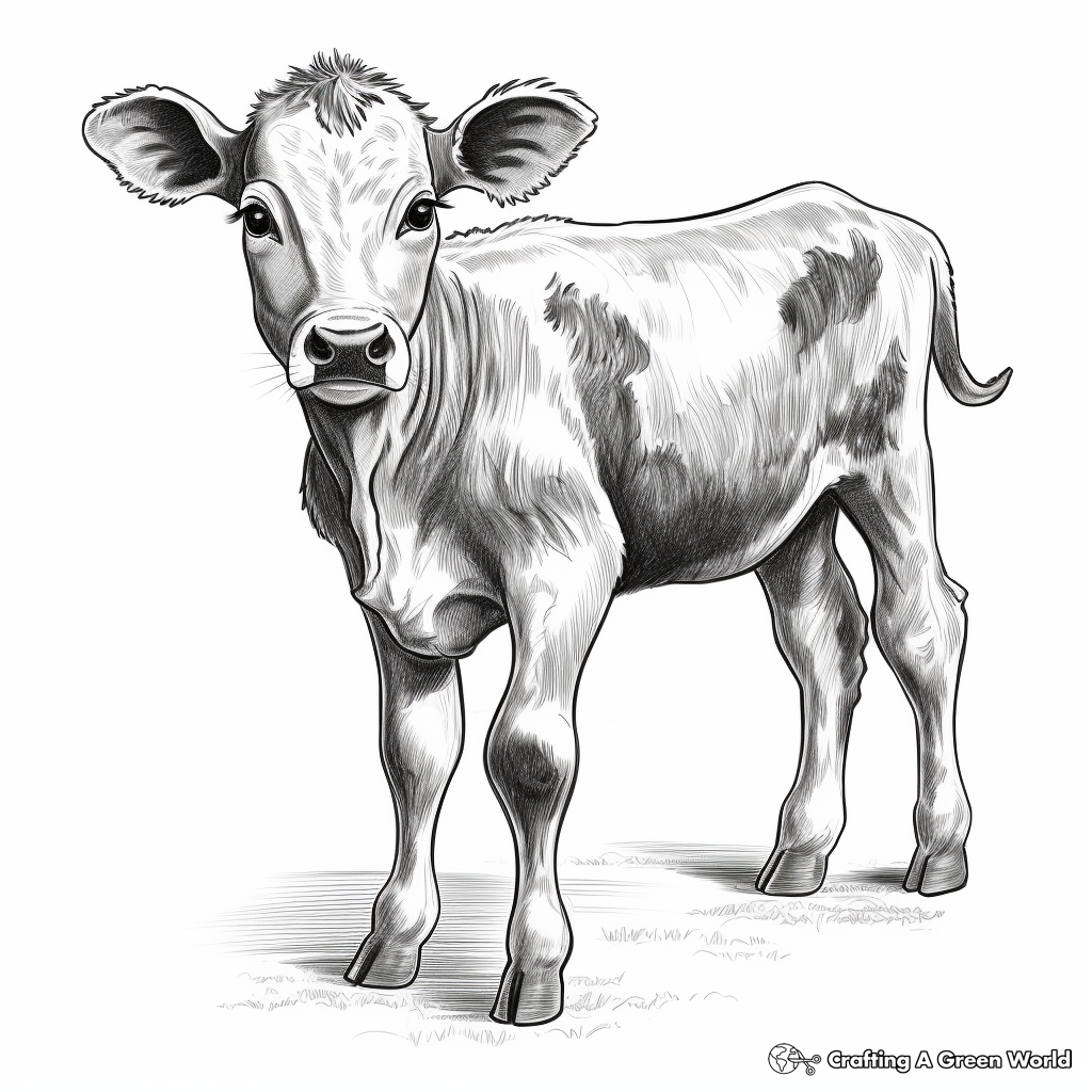 Realistic New Born Baby Cow Coloring Sheets 3