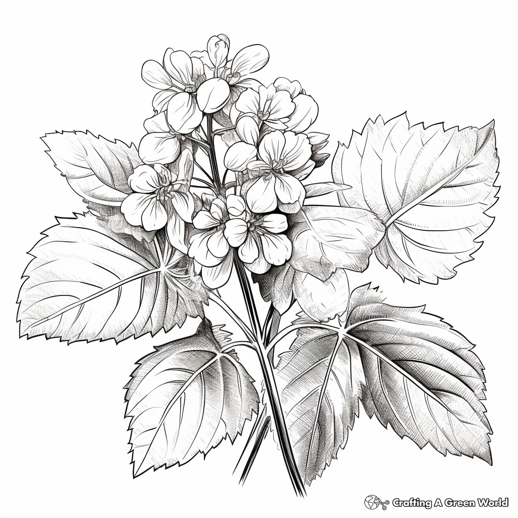 Realistic Oakleaf Hydrangea Coloring Pages 1