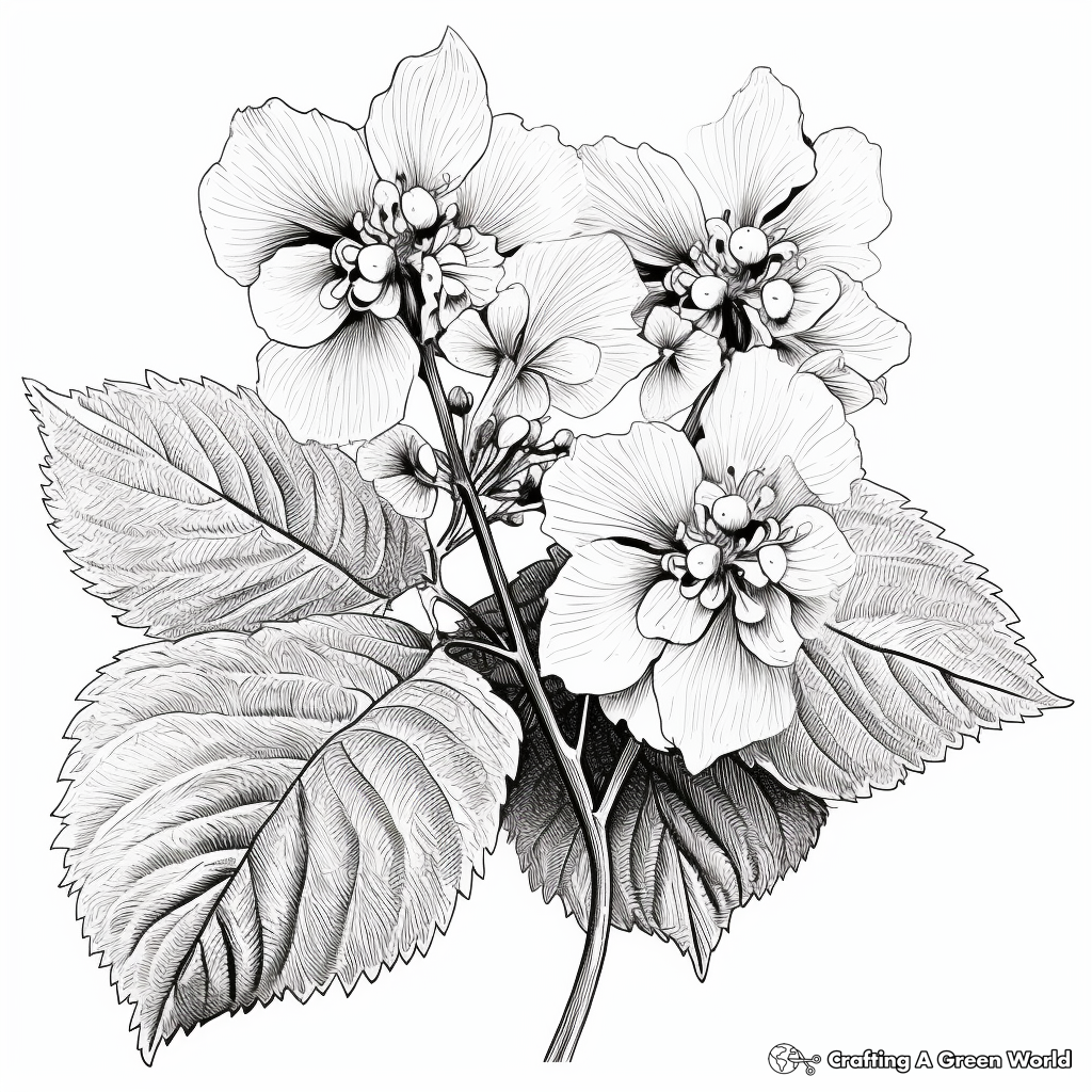 Realistic Oakleaf Hydrangea Coloring Pages 2