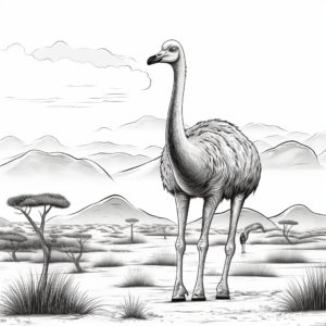 Realistic Ostrich Habitat Coloring Pages for Adults 3