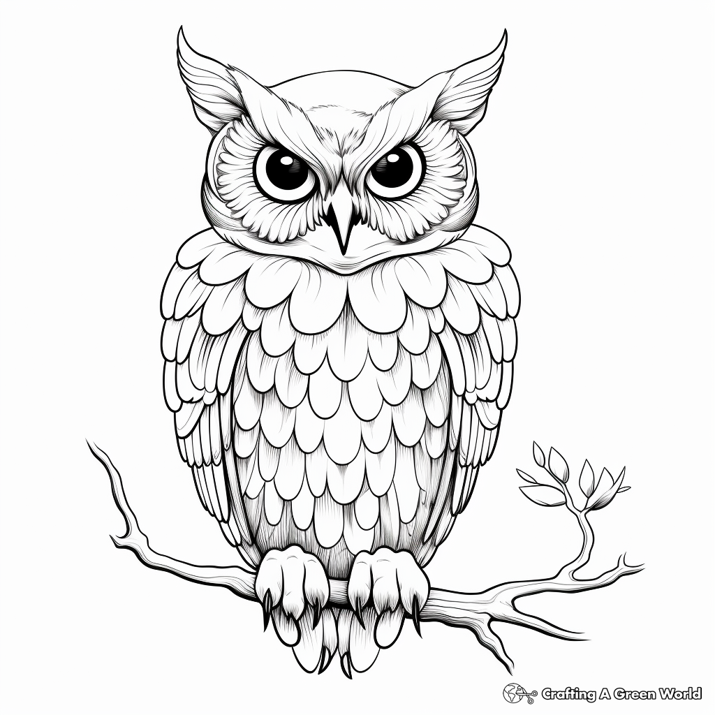 Realistic Owl Coloring Pages 1