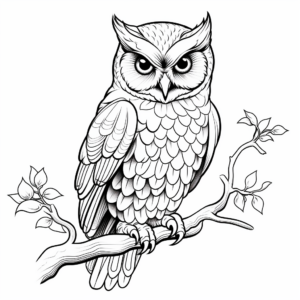 Realistic Owl Coloring Pages 2