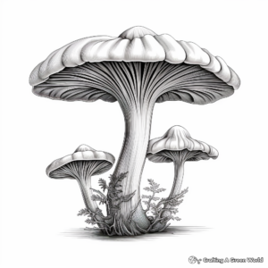 Realistic Oyster Mushroom Coloring Pages for Children 1