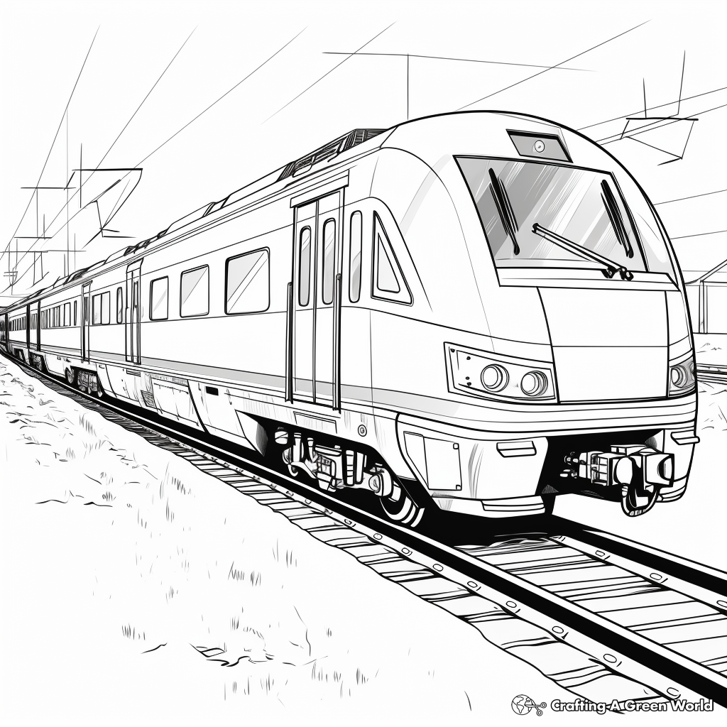 Realistic Passenger Train Coloring Sheets 3