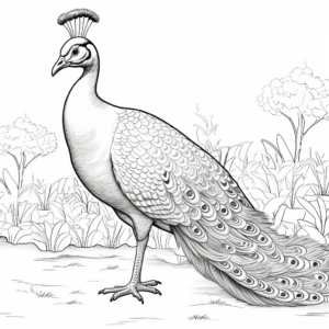 Realistic Peacock in Nature Coloring Pages 4