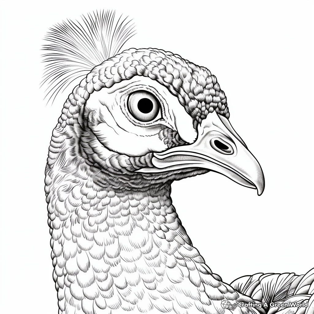 Realistic Peacock Portrait Coloring Pages 1