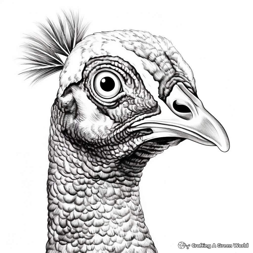 Realistic Peacock Portrait Coloring Pages 3