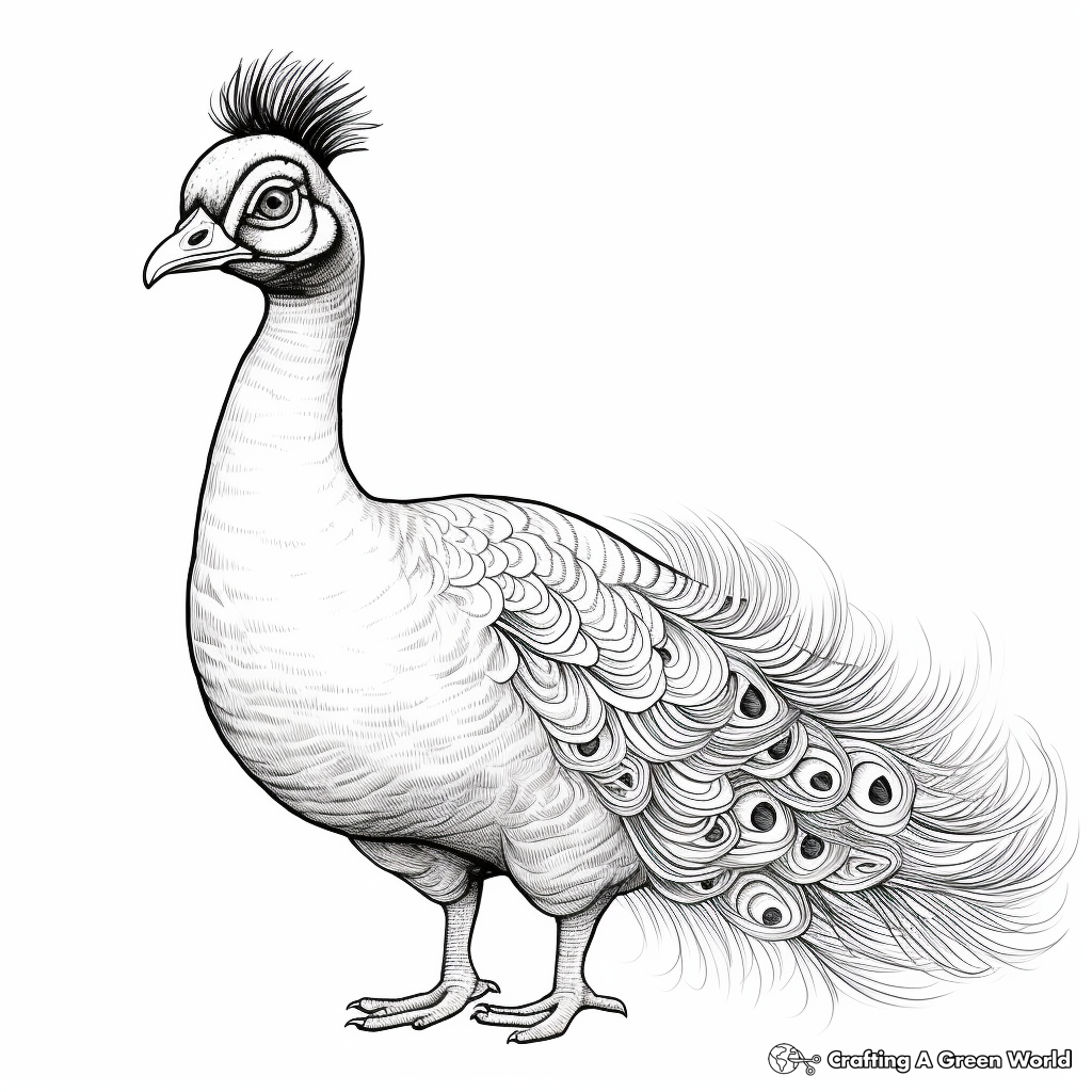 Realistic Peacock Portrayal Coloring Pages 1