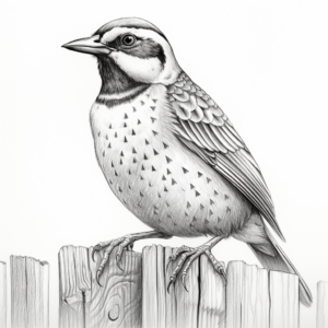 Realistic Pencil-Drawing Western Meadowlark Coloring Sheets 3
