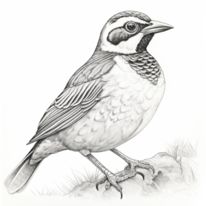 Realistic Pencil-Drawing Western Meadowlark Coloring Sheets 4