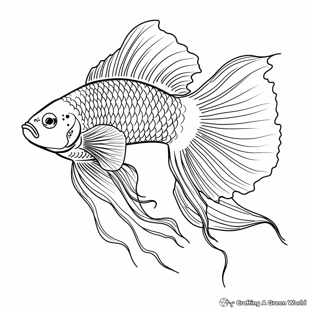 Realistic Plakat Betta Fish Coloring Pages 1