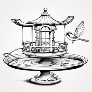 Realistic Platform Bird Feeder Coloring Pages 2