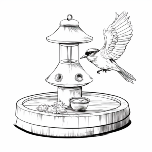 Realistic Platform Bird Feeder Coloring Pages 4