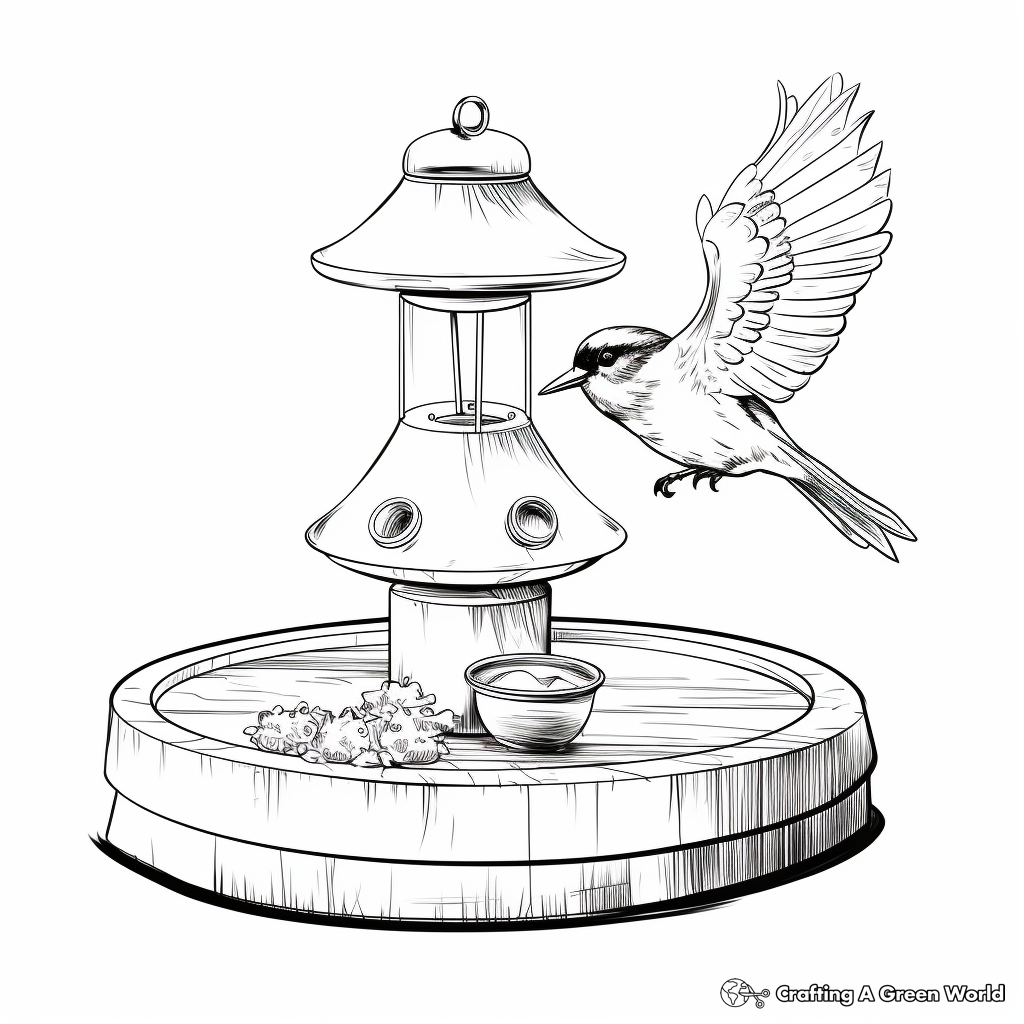 Realistic Platform Bird Feeder Coloring Pages 4