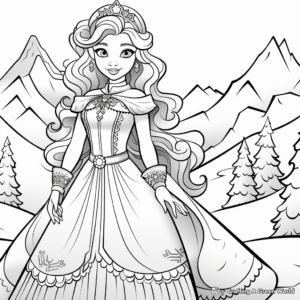 Realistic Princess in a Winter Wonderland Coloring Sheets 2