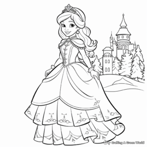 Realistic Princess in a Winter Wonderland Coloring Sheets 4