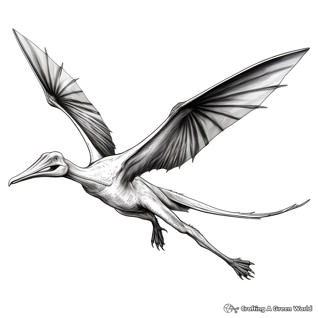 Realistic Pterodactyl in Flight Coloring Pages 3