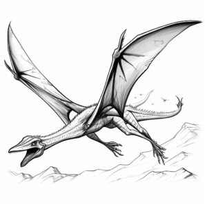 Realistic Pterodactyl in Flight Coloring Pages 4