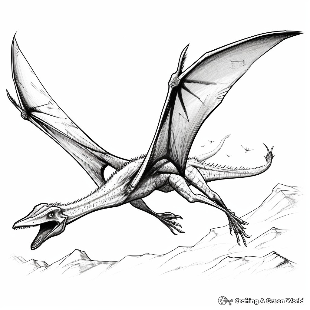 Realistic Pterodactyl in Flight Coloring Pages 4