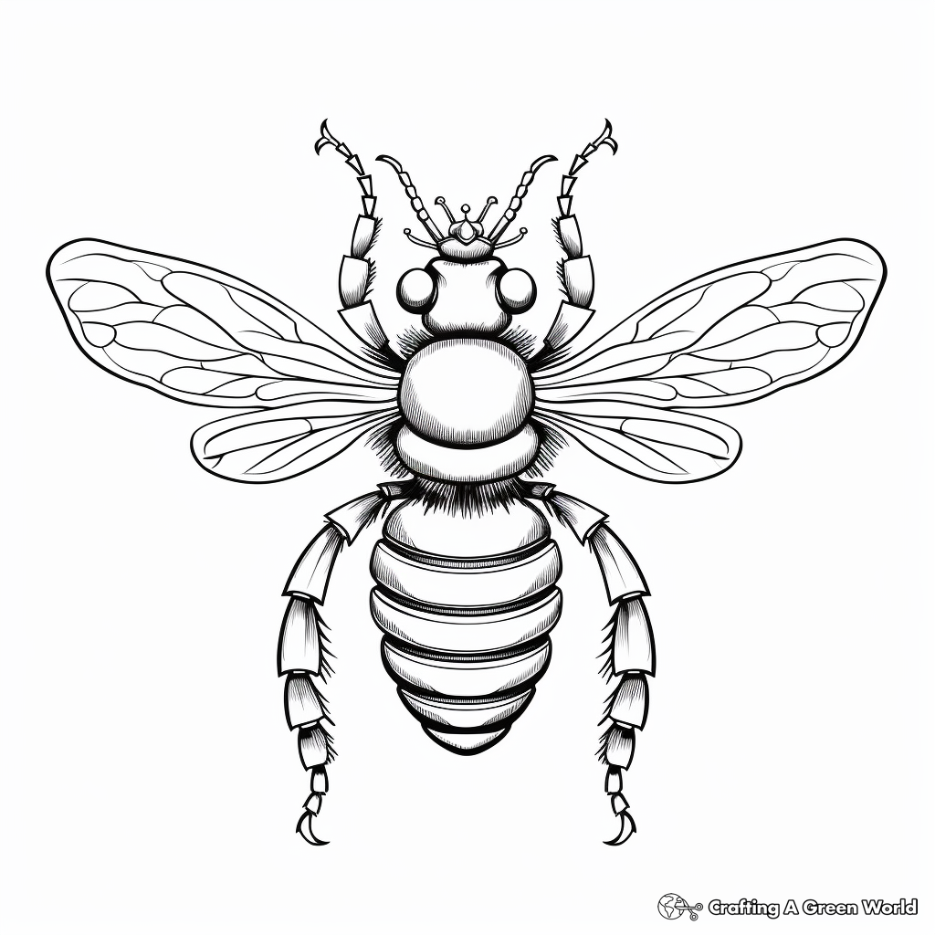 Realistic Queen Bee Diagram Coloring Pages 1