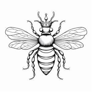 Realistic Queen Bee Diagram Coloring Pages 3