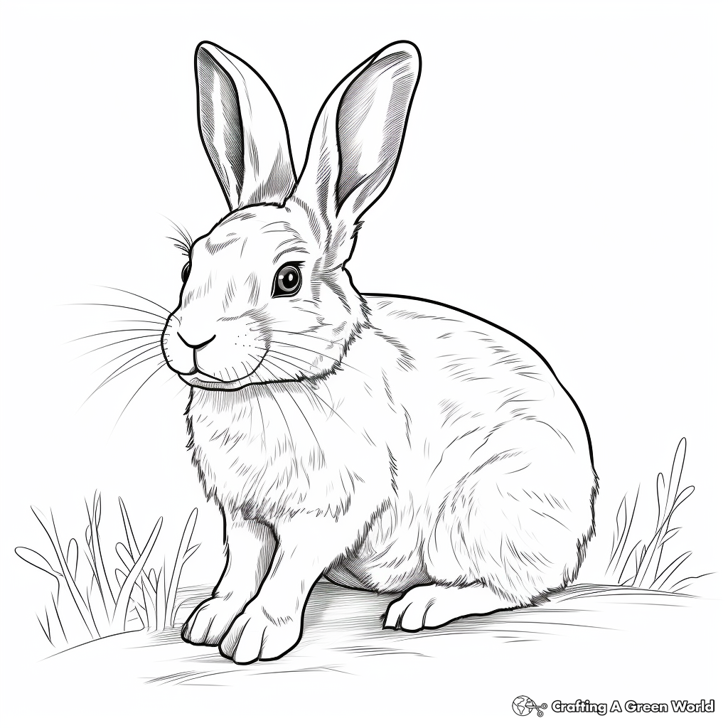Realistic Rabbit Coloring Pages for Adults 1