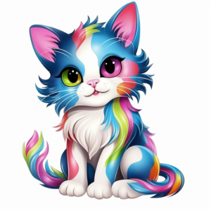 Realistic Rainbow Cat Coloring Sheets 2