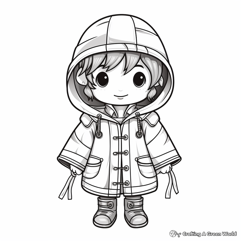 Realistic Raincoat with Hood Coloring Pages 1
