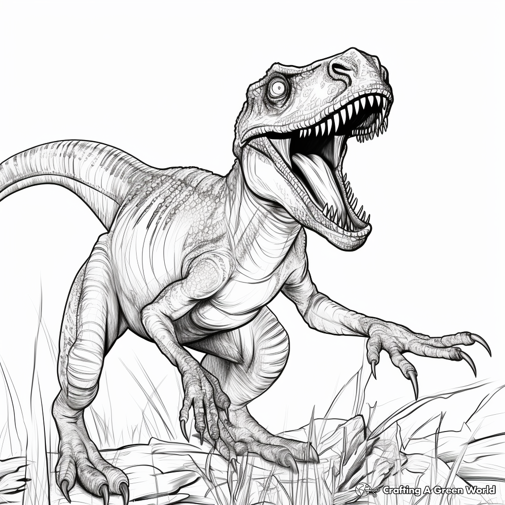 Realistic Raptors Vs. Dilophosaurus Dinosaur Scrap Coloring Pages 4