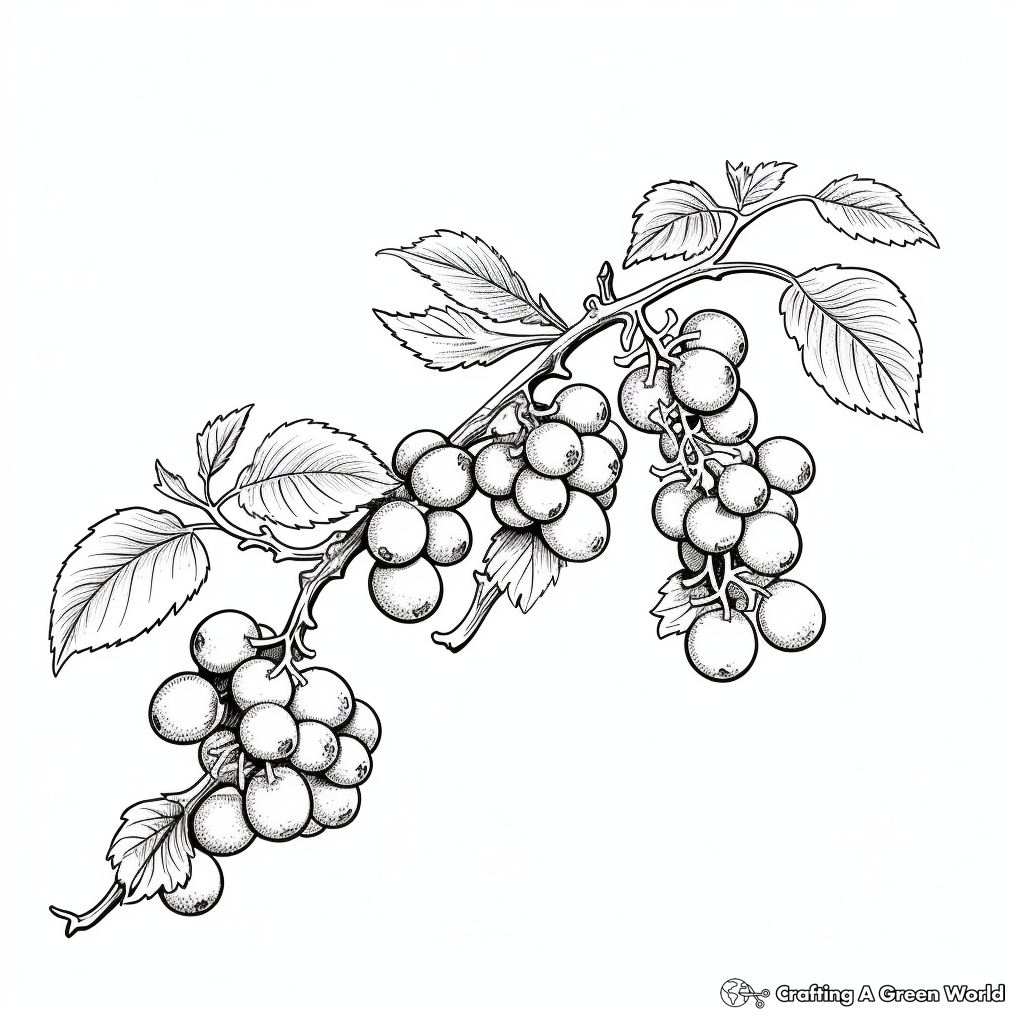 Realistic Raspberry Branch Coloring Pages 1