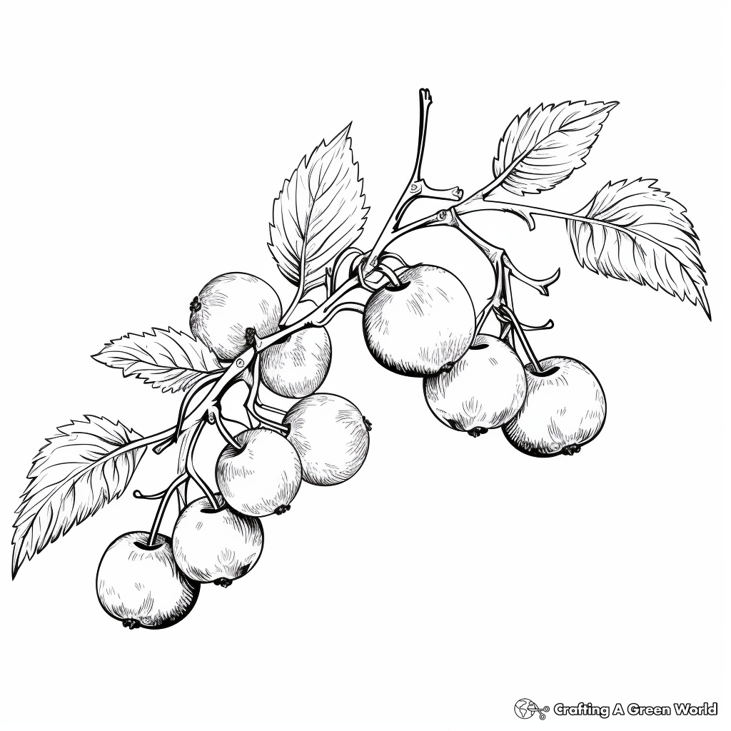 Realistic Raspberry Branch Coloring Pages 3