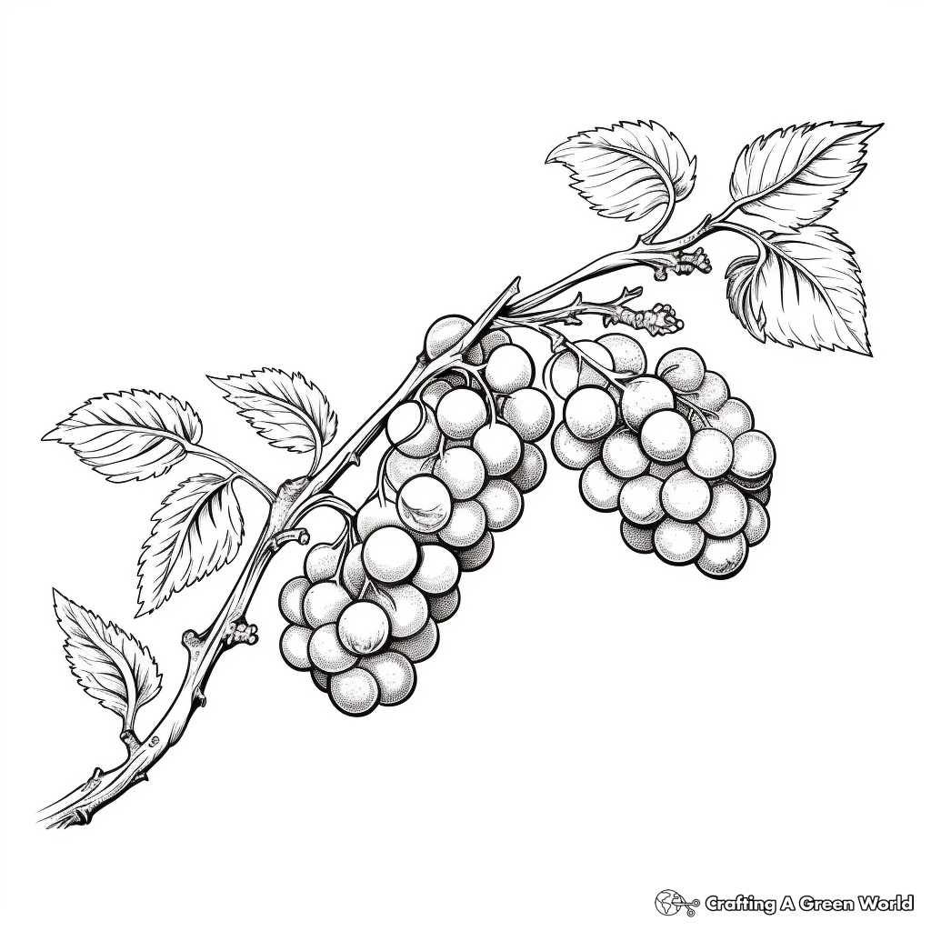 Realistic Raspberry Branch Coloring Pages 4