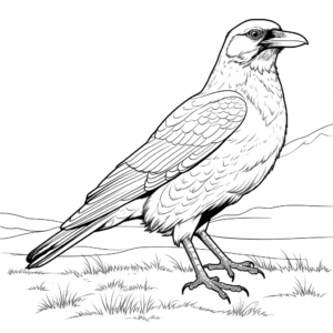 Realistic Raven in Nature Coloring Sheets 1