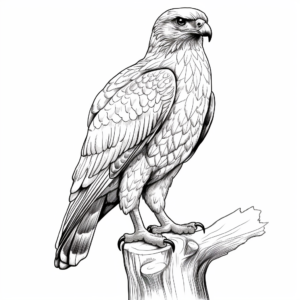 Realistic Red Tailed Hawk Perched Coloring Pages 2