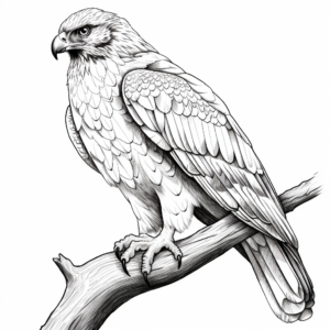 Realistic Red Tailed Hawk Perched Coloring Pages 3