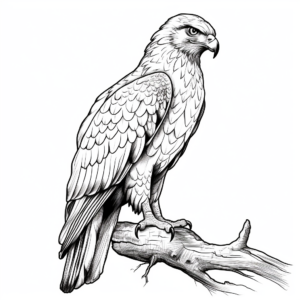 Realistic Red Tailed Hawk Perched Coloring Pages 4