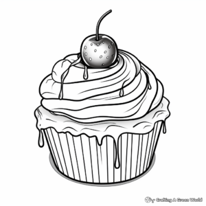 Realistic Red Velvet Cupcake Coloring Sheets 1