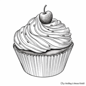 Realistic Red Velvet Cupcake Coloring Sheets 2